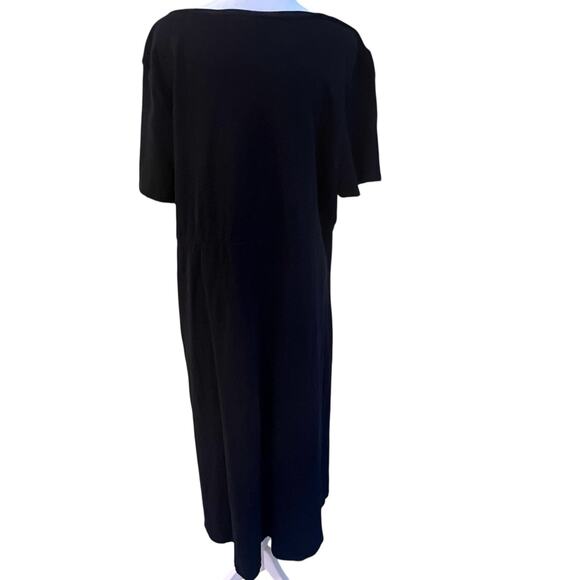 Torrid Maxi Dress Black Long V-neck Short Sleeve Size 2 2X 100% Cotton Draped - Picture 5 of 9